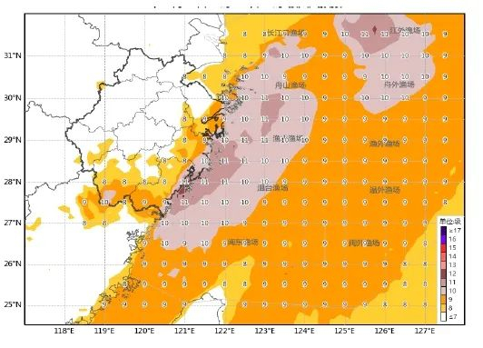 15日08时至16日08时极大风预报图