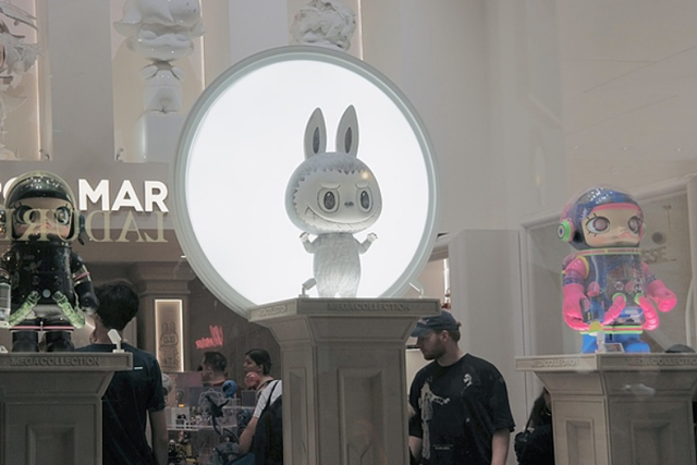 泡泡玛特门店内陈列的LABUBU模型。 视觉中国图