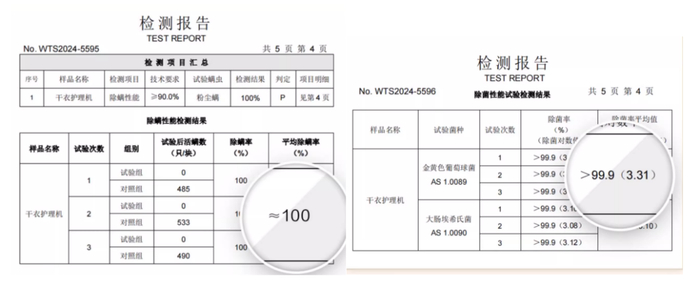 除菌除螨效果，图片截取自商品页面