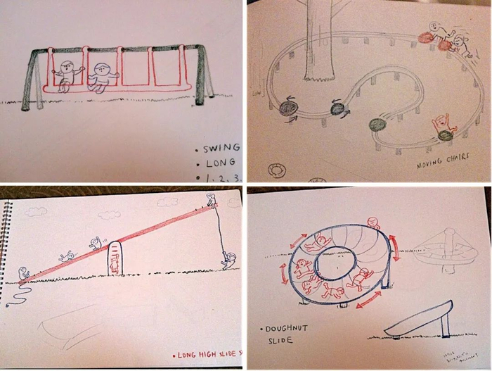 高桥庆太当时为儿童游乐场做的部分设计手稿
