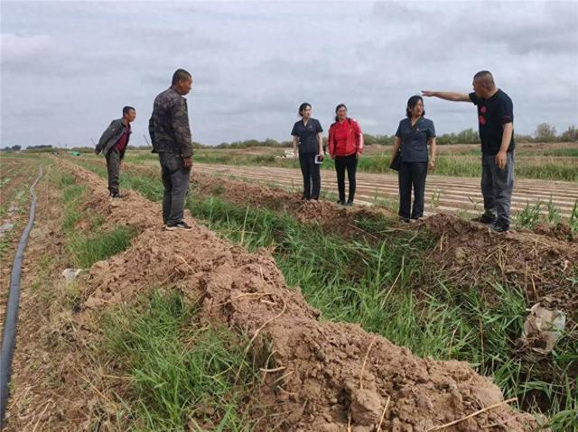 法官和调解员到田间地头查看受灾情况。 陈婷 摄