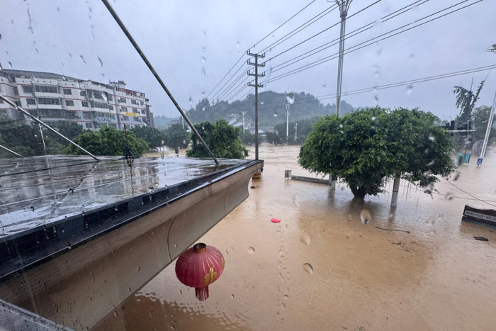  2025年6月24日，榕江县城道路被淹。