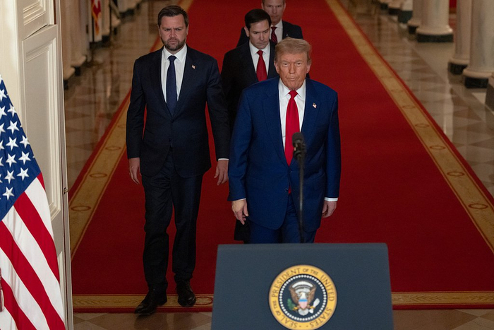 当地时间2025年6月21日，美国华盛顿，美国总统特朗普在美国对伊朗核设施发动袭击后，向全国发表讲话。