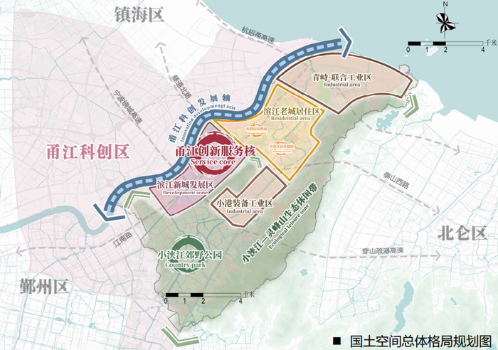 甬江科创区北仑片区国土空间总体格局规划图