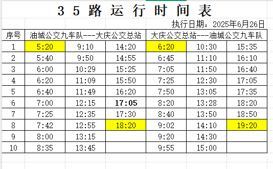 明起,35路公交车线路运行时间调整