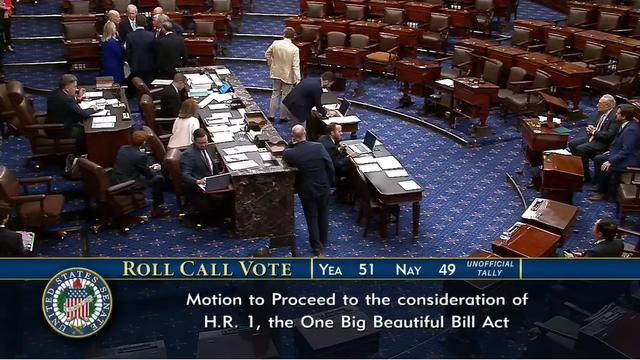 参议院程序性投票现场。图源：央视新闻