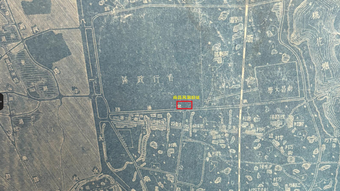 （1952年“南昌风洞旧址”位置示意图）