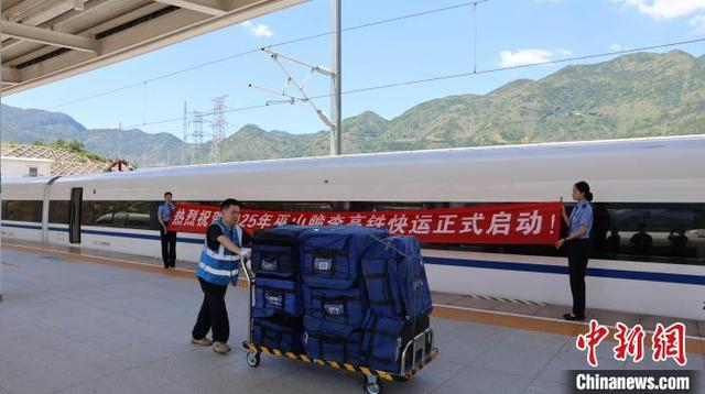 图为工作人员通过高铁快运运输巫山脆李。李秋璇 摄