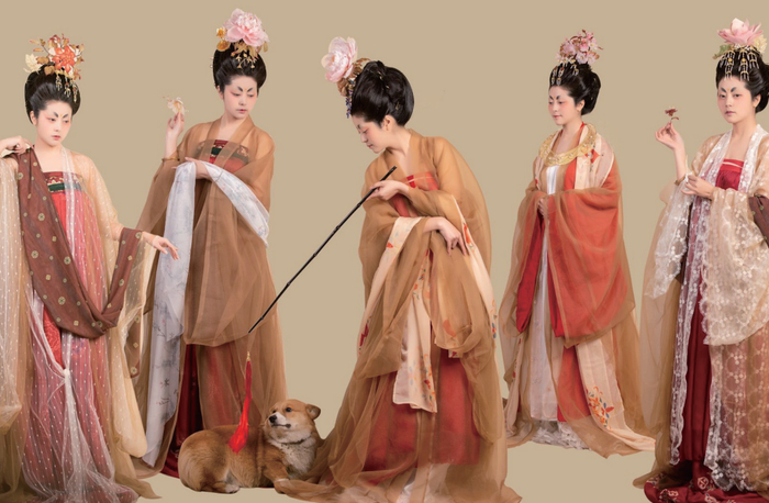 雁鸿Aimee还原《簪花仕女图》五套妆造