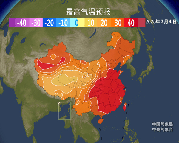 （7月4日最高气温预报 图/中央气象台）