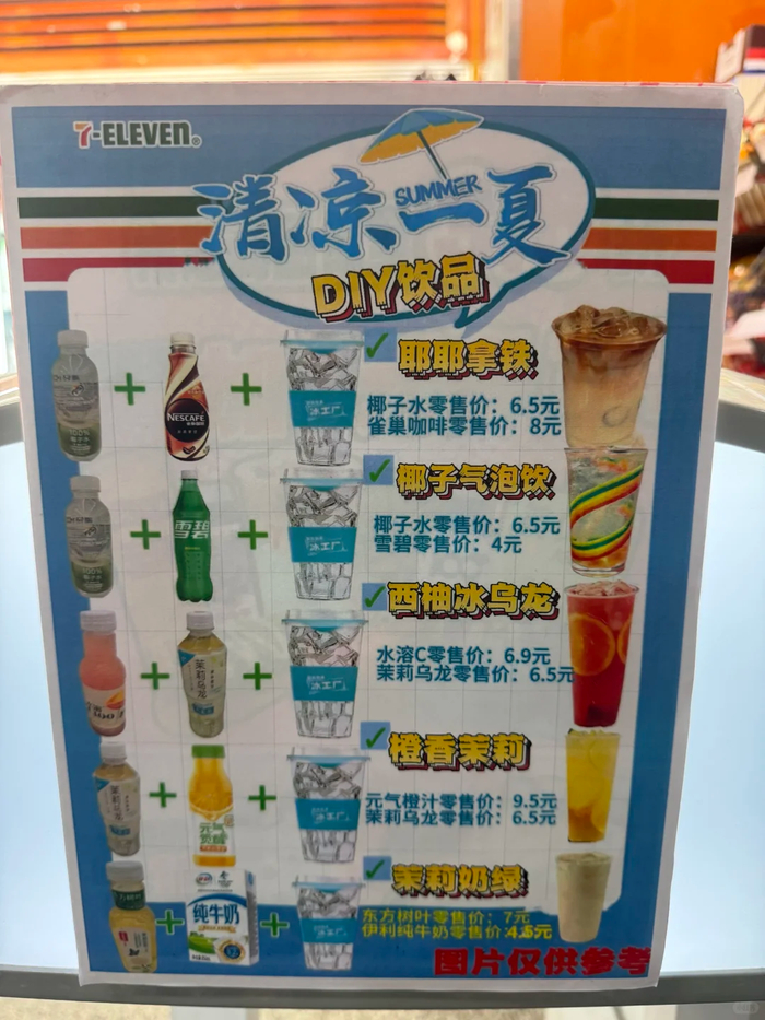 图注：某广东711店内贴的DIY饮品清单