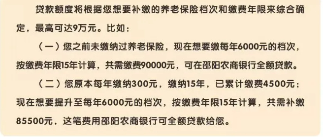邵阳农商银行养老贷介绍。邵阳农商银行公众号截图