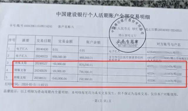 图为银行交易明细