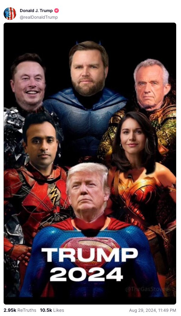 2024年，特朗普推出的选战团队照片。