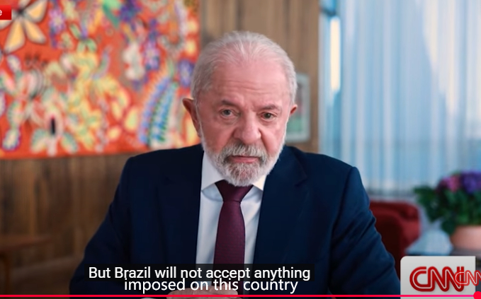 卢拉近日接受CNN采访，强硬表态：巴西不接受任何施压 视频截图