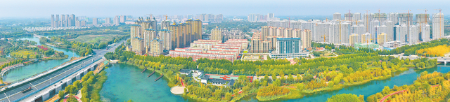 许昌建安区北海公园航拍 许昌日报供图 牛书培 摄