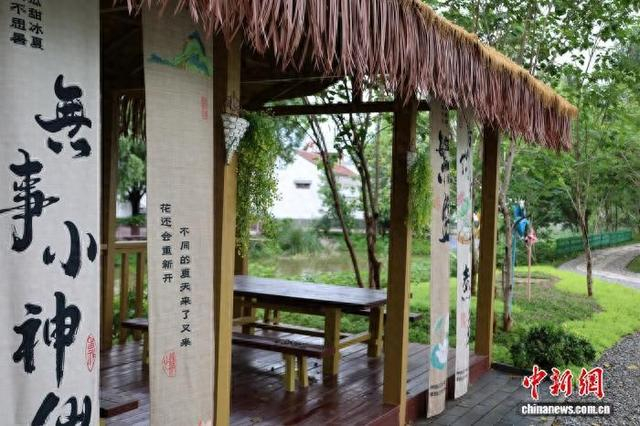济南市章丘区绣惠街道桃花山新村打造的休憩亭。孙婷婷 摄
