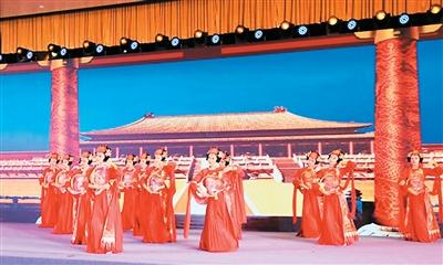 图为陕台文化交流周开幕式上的乐舞《大唐礼宾》表演。