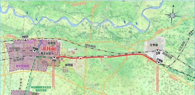 开封至兰考城际铁路线路平面示意图（以最终批复为准）