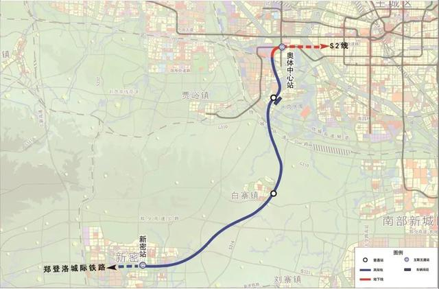 郑州至新密连接线线路平面示意图（以最终批复为准）