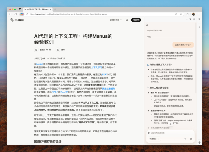 Copilot 总结网页内容