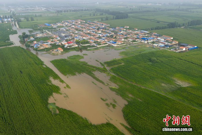 7月27日，在山西省大同市天镇县谷前堡镇，一畔庄村附近农田遭遇水灾。中新社 武俊杰 摄