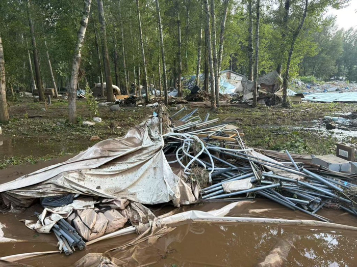 兴隆县六道河镇一露营地被洪水冲毁