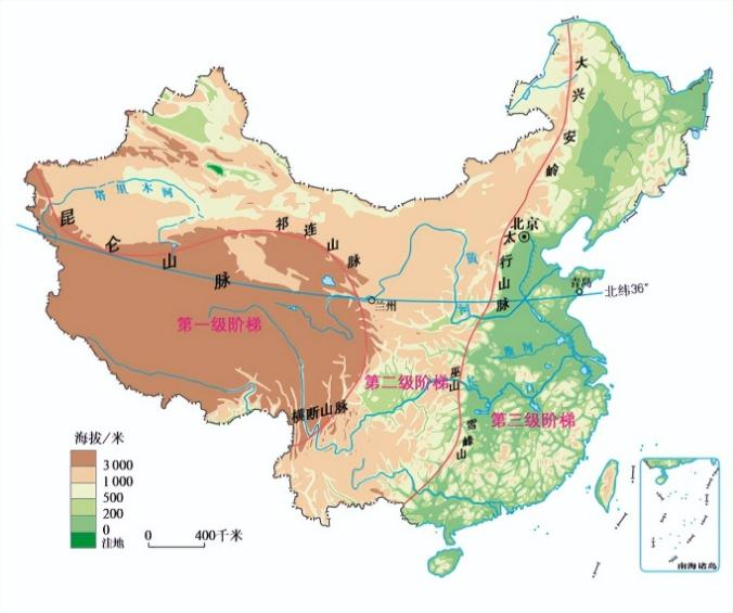 中国地势的三级台阶 图源：微游甘肃政务号