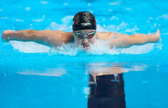 7月31日晚，于子迪在本届世锦赛200米蝶泳决赛中排名第四位。图片来源：新华社