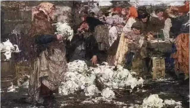 尼古拉·费欣 《菜娥——卷心菜收获的季节》 布面油画 219×344cm 1909年