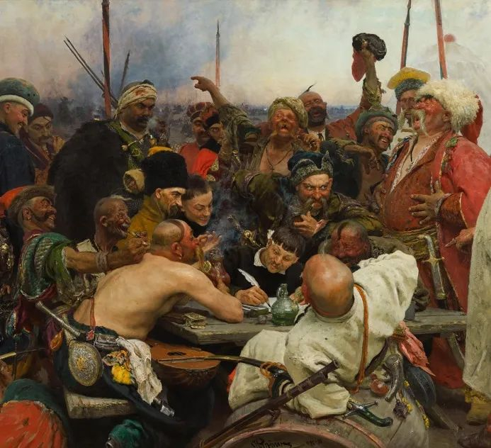 伊利亚·列宾 《查波罗什人写信给土耳其苏丹王》 1880-1891年 圣彼得堡俄罗斯国家博物馆收藏