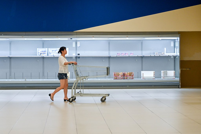 2025年8月5日，盒马X会员店上海森兰商都店，逛了一圈的全女士没买到任何商品。本文图片均为 澎湃新闻记者 朱伟辉 摄