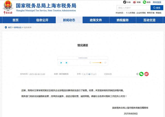 国家税务总局上海市税务局第四稽查局网站截图