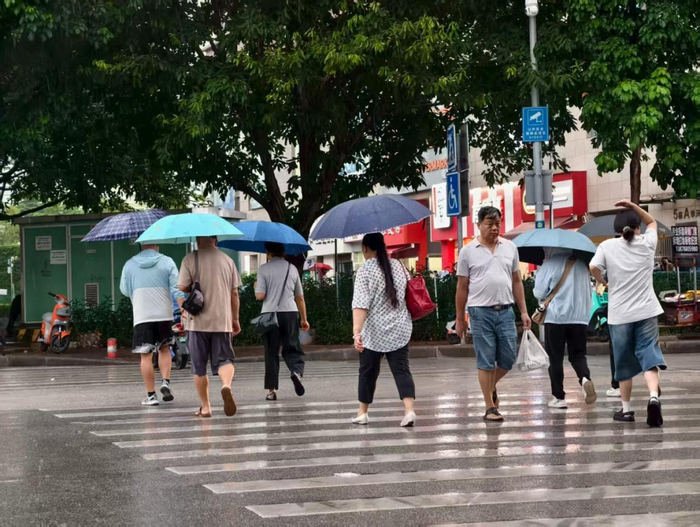 市民在雨中出行。记者宋延康 摄