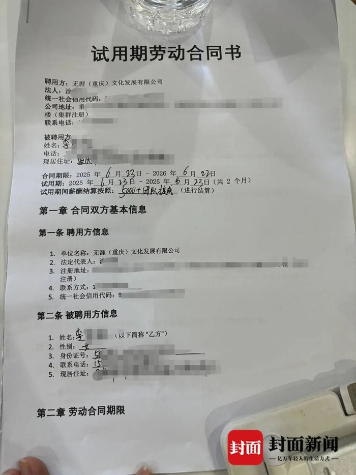 小李与公司签订的试用期劳动合同。