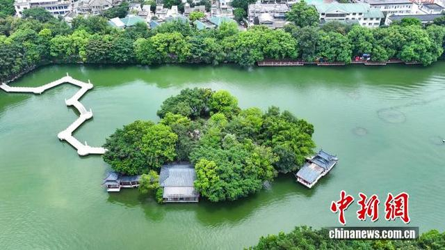 国新社旧址前的桂林榕湖风光。杨宗盛 摄