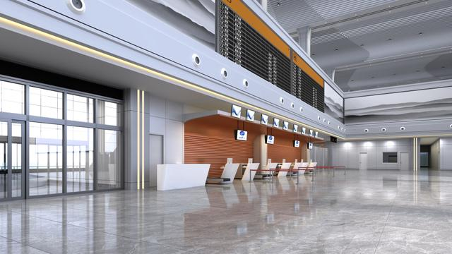 鹤岗萝北机场航站楼市内效果图。