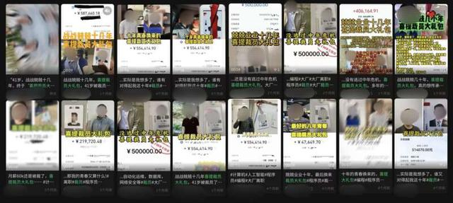 在视频平台售卖编程课的“离职博主”，采用雷同的照片、排版和话术。图片截取自网络