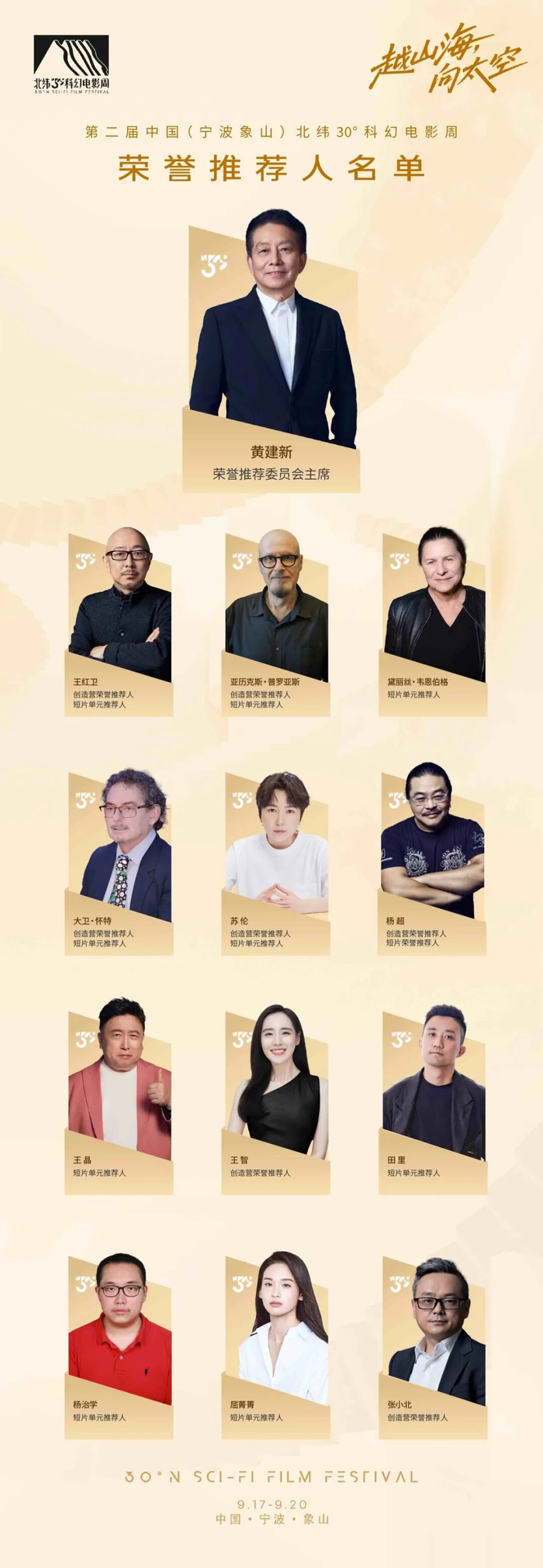 第二届中国（宁波象山）北纬30°科幻电影周荣誉推荐人名单。