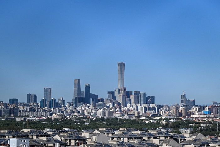 这是9月17日拍摄的北京CBD建筑群。   新华社 图
