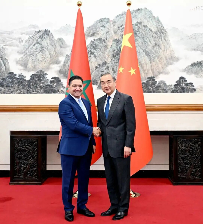王毅同摩洛哥外交大臣布里达会谈 图源：外交部网站