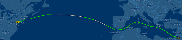 △flightaware记录的本次内塔尼亚胡专机航程航迹