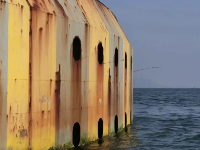 ▲图为港珠澳大桥的桥墩防撞钢箱内伸出的钓鱼竿，事后11名非法垂钓人员被抓，起获26根鱼竿和5箱渔获。图片来源：新华社