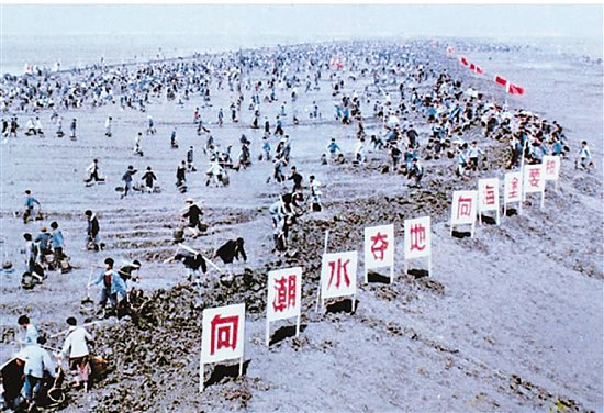 上世纪五六十年代，萧山人民围垦造地。 浙江省档案馆馆藏