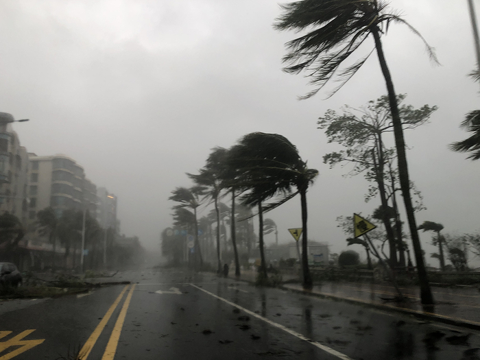 2025年10月5日，广东湛江，台风“麦德姆”登陆后的街道。视觉中国 图
