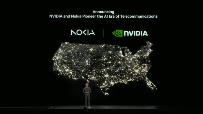 英伟达宣布与诺基亚合作。来源：英伟达直播