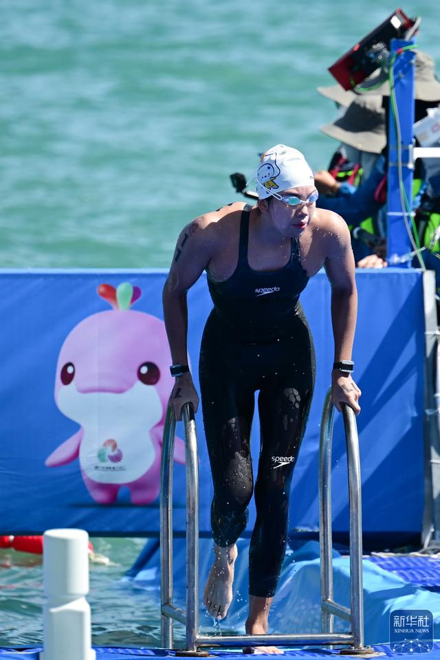 ↑ 广西队选手尹芳芳在赛后。新华社记者 张龙 摄