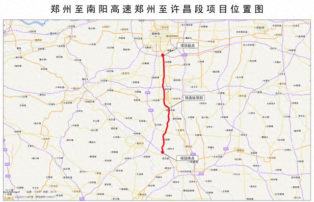 郑南高速郑许段项目位置图（图源：河南省自然资源厅）