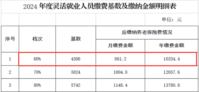 云南省2024年缴费档次