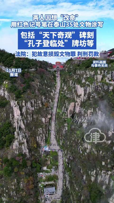 两人涂写泰山35处文物获刑,需赔偿并公开道歉